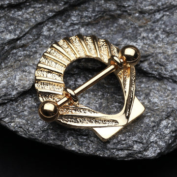 Detail View 1 of Golden Ariel Seashell Nipple Shield Ring-Gold